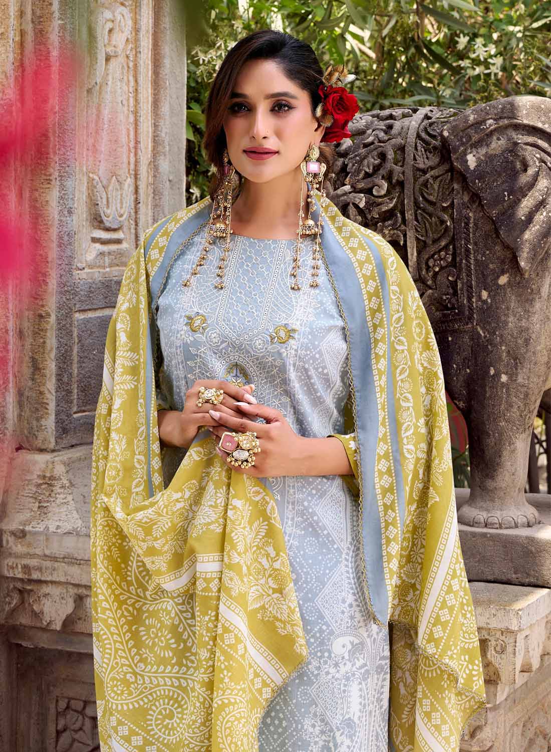 Pure Cotton Pakistani Print Unstitched Suit Set with Embroidery