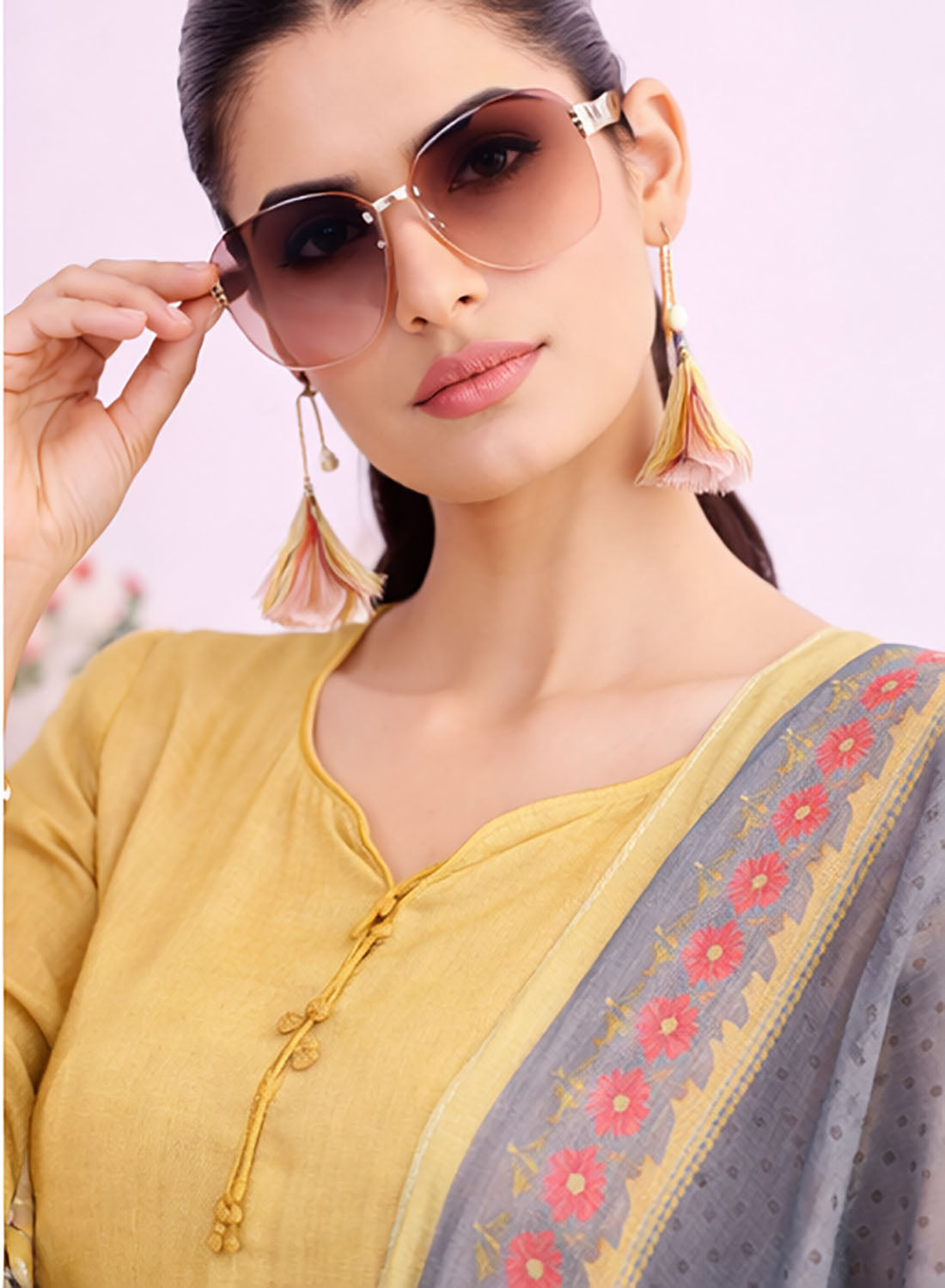 Pure Chanderi Cotton Suit Set for Women Unstitched with Dupatta