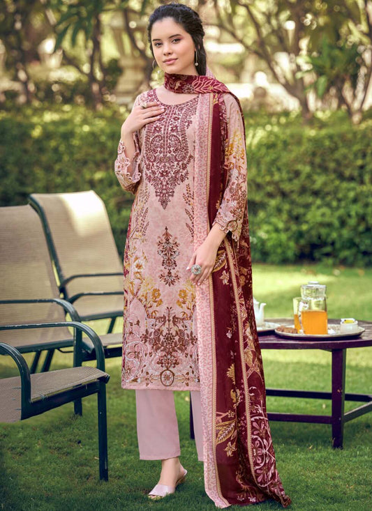 Pure Cotton Pakistani Print Unstitched Suit Material with Embroidery