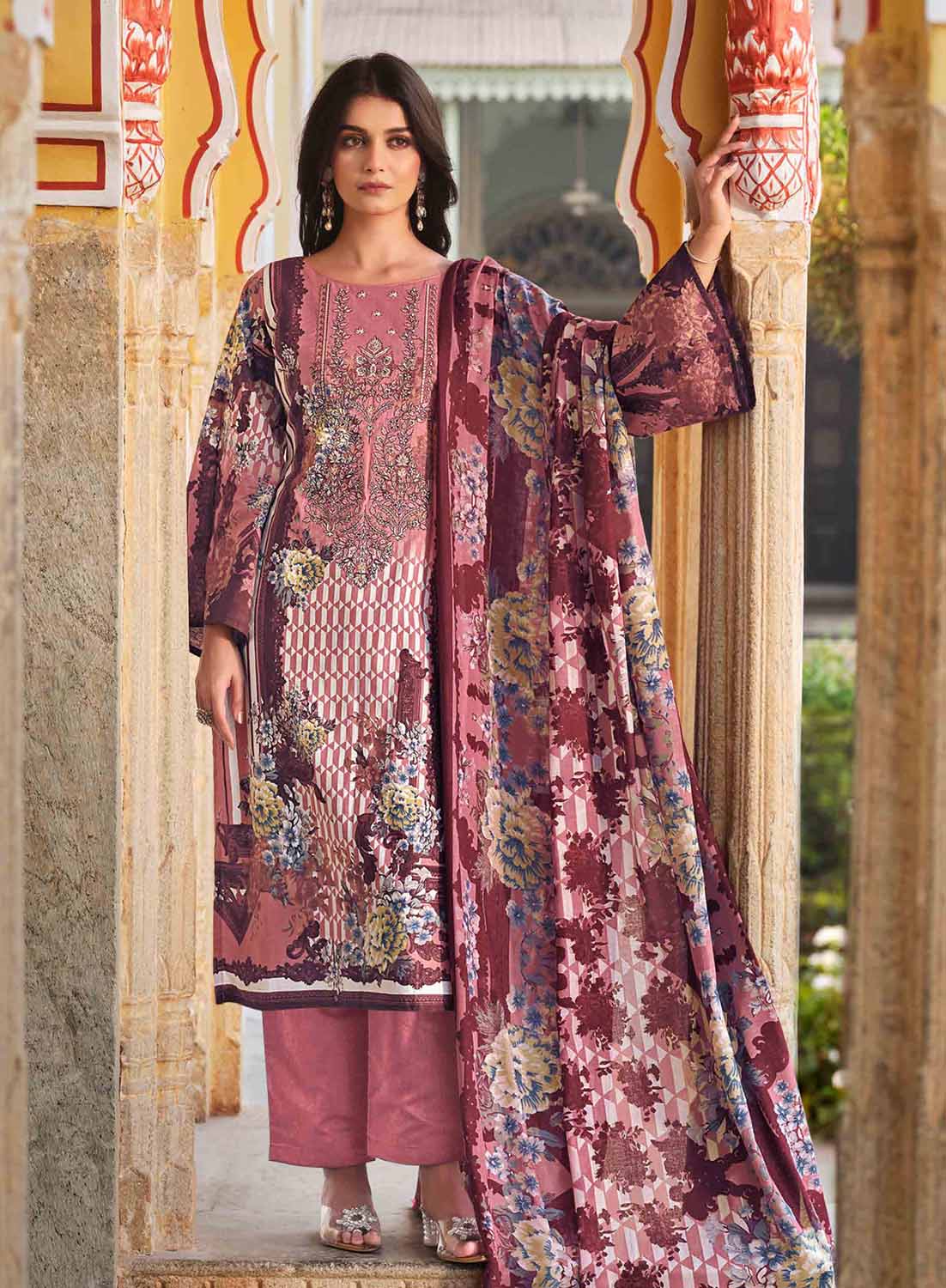Belliza Pakistani Print Unstitched Women Cotton Suit Material