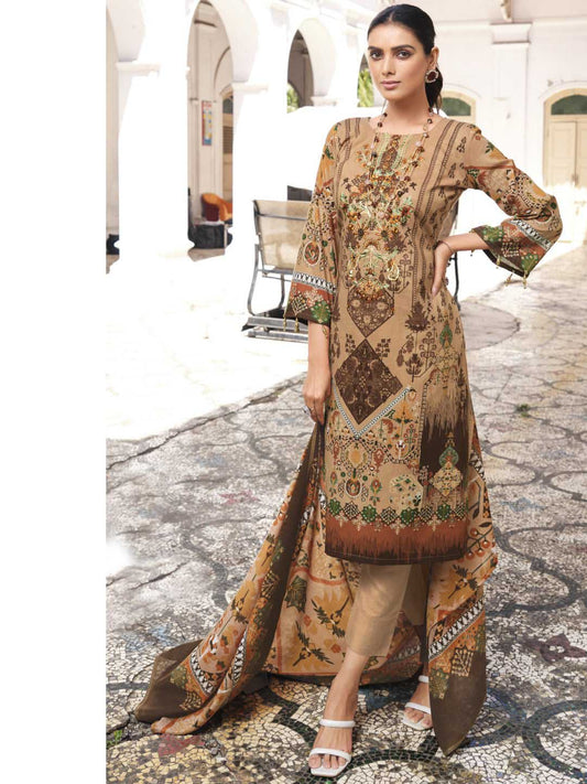 Belliza Cotton Pakistani Print Unstitched Women Suit Material 005 Belliza