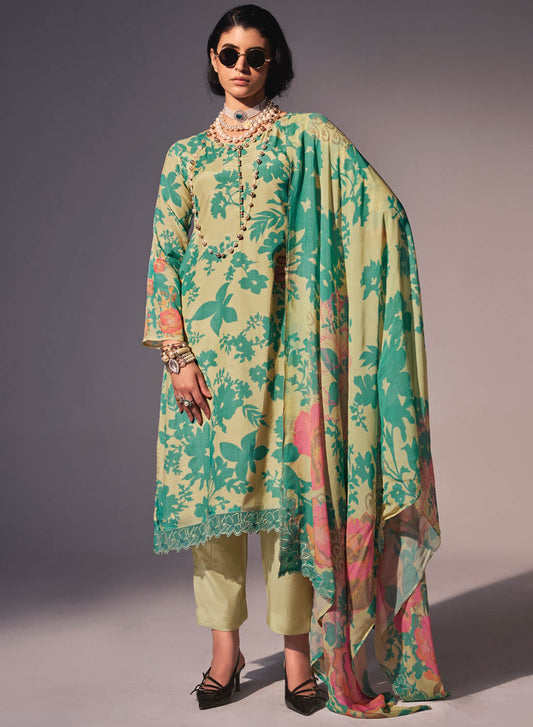 Muslin Silk Party Wear Unstitched Salwar Suit Fabric Material for Women
