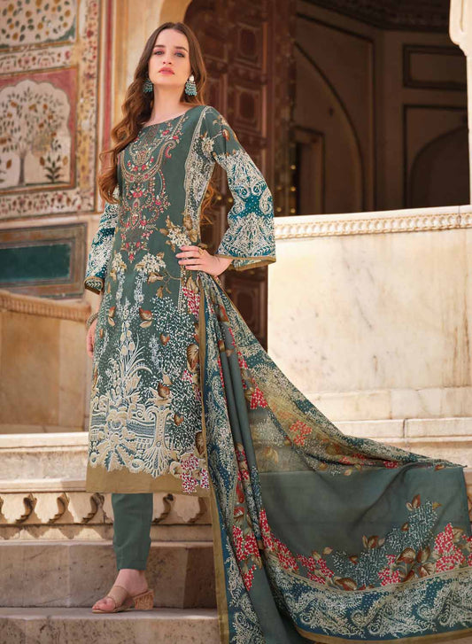 Pakistani Print Unstitched Cotton Salwar Suit Material for Ladies