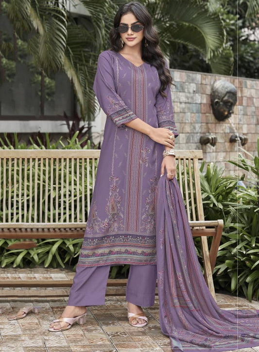 Pashmina Unstitched Winter Salwar Suit Set Material with Muslin Dupatta