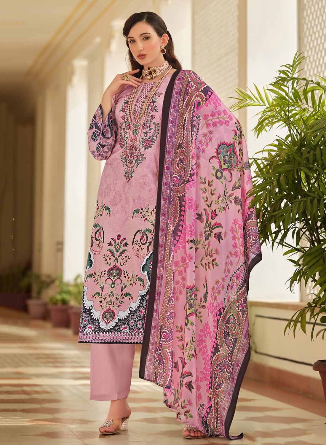 Pakistani Print Unstitched Cotton Suit Dress Material for Women