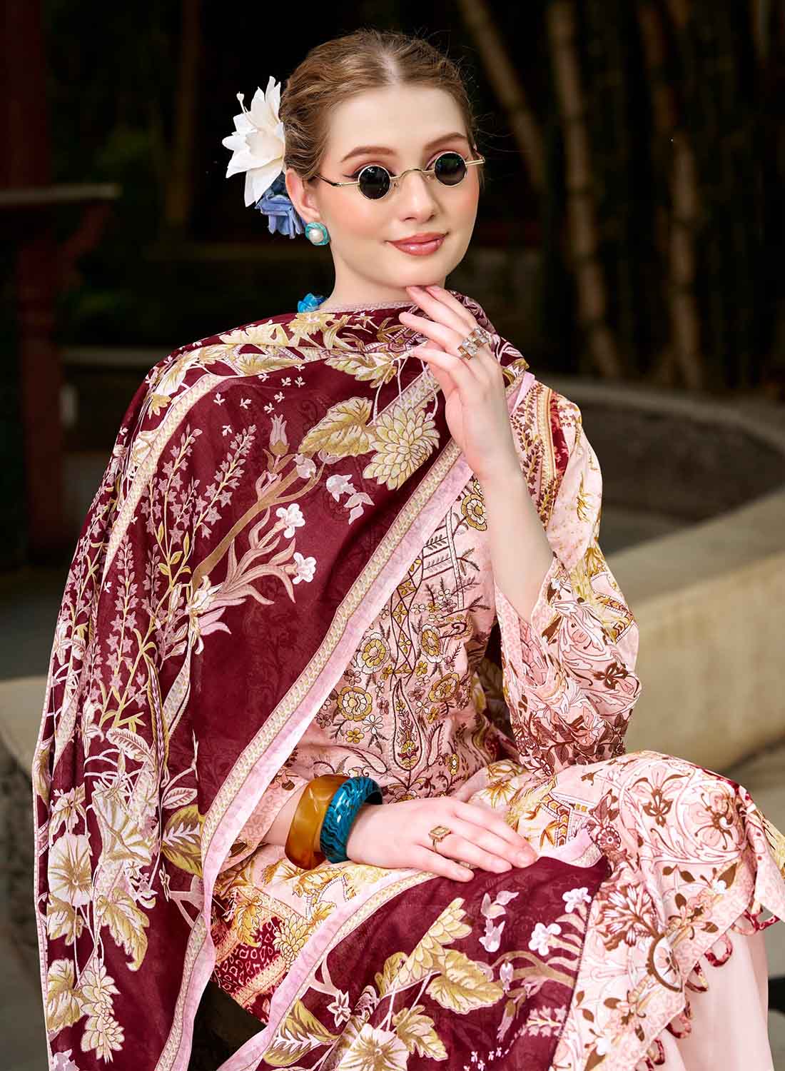 Pakistani Pure Cotton Unstitched Suit Dress Material with Embroidery