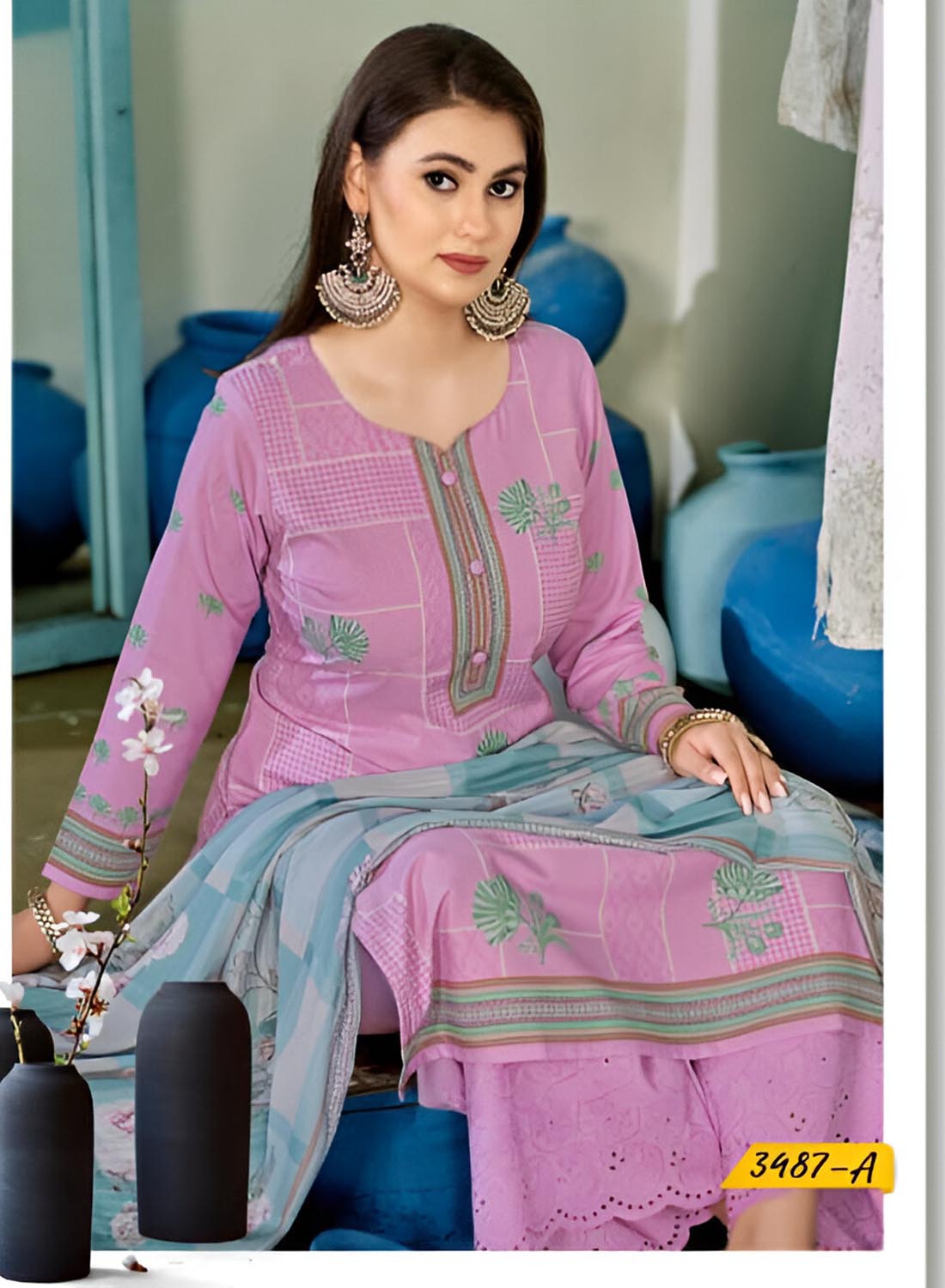 Rivaa Pure Cotton Printed Unstitched Suit Material for Ladies