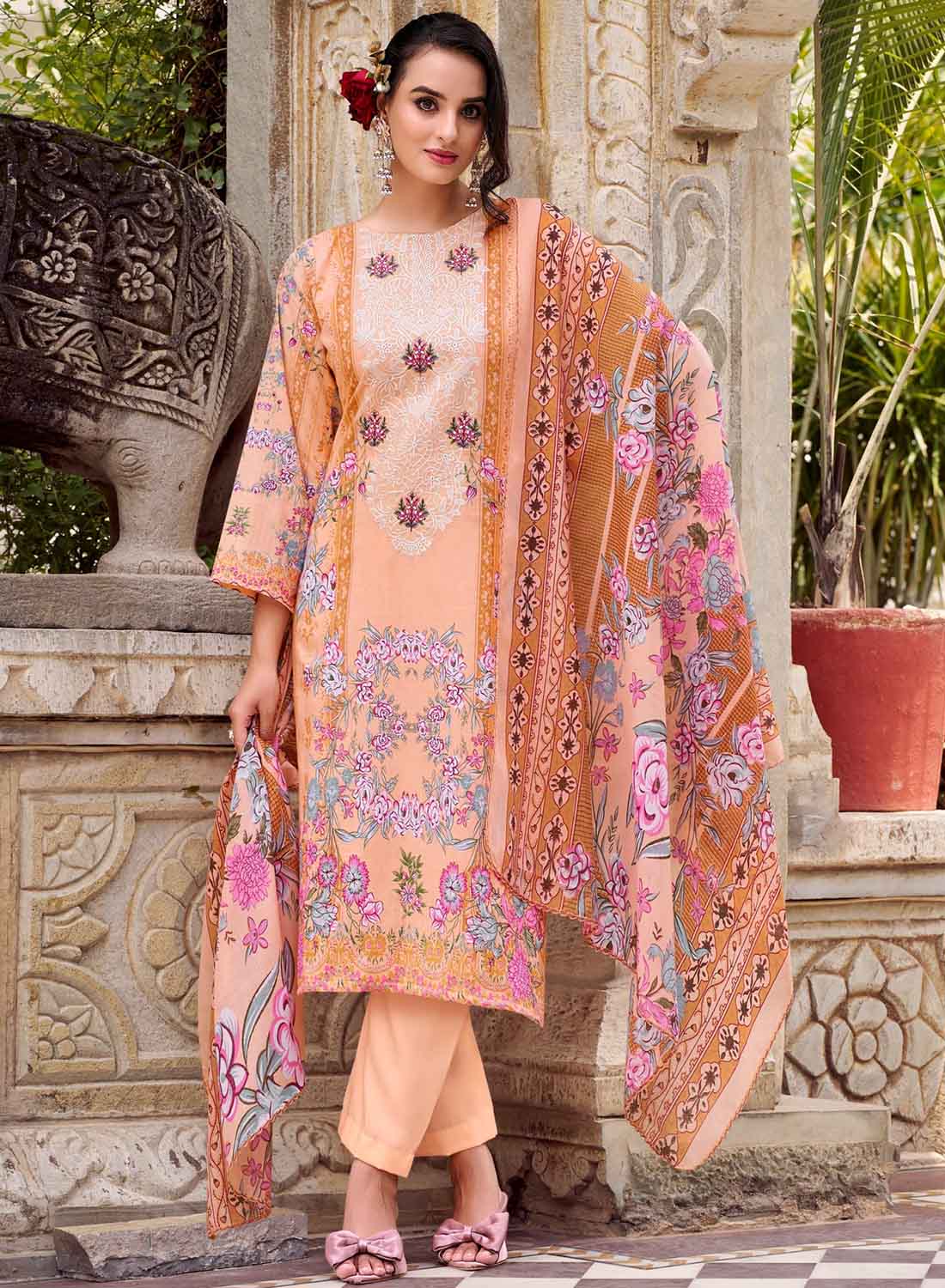 Pure Cotton Pakistani Print Unstitched Suit Dress Material with Embroidery