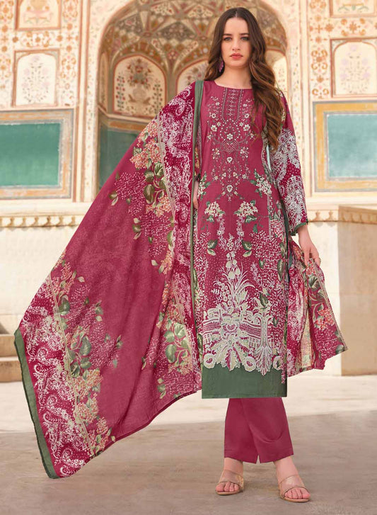 Pakistani Print Unstitched Cotton Suit Dress Material for Women