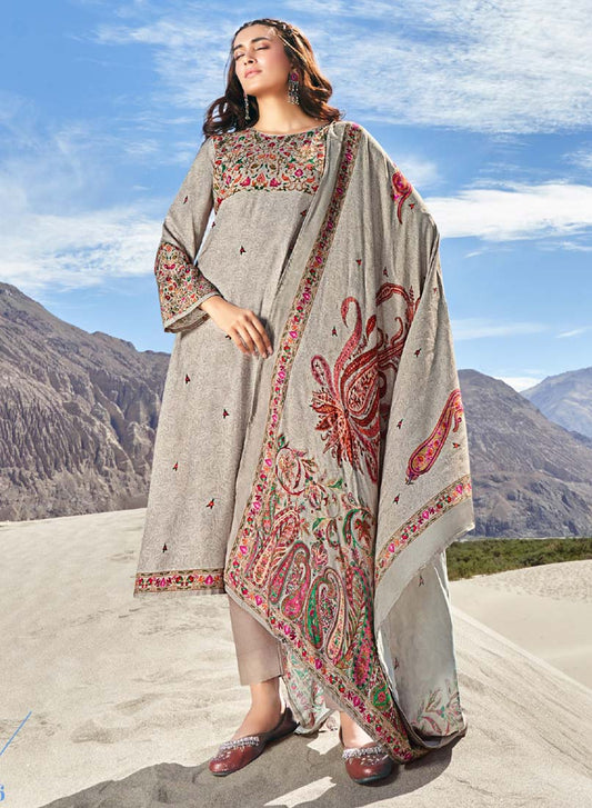 Pashmina Winter Suit Dress Material with Dupatta for Women