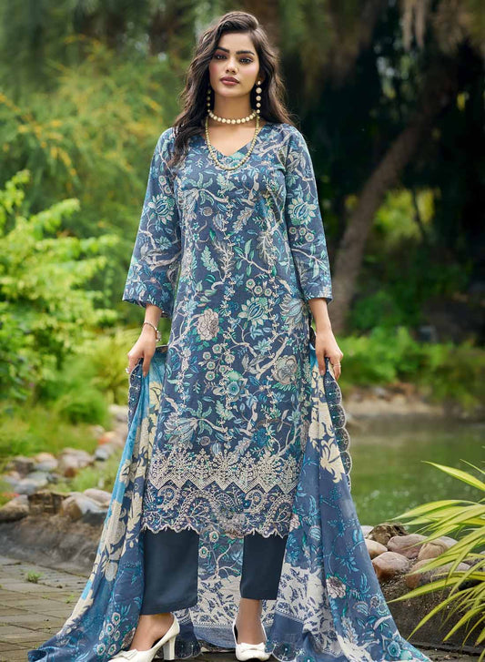 Pakistani Cotton Suit Dress Material for Women Unstitched with Embroidery