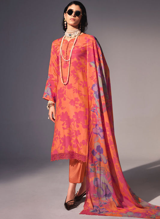 Muslin Silk Party Wear Unstitched Salwar Suit Set Material for Women