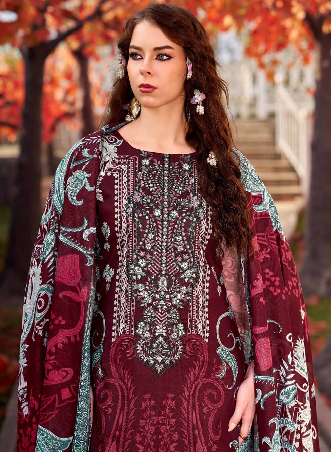 Pure Cotton Unstitched Pakistani Suit Material with Embroidery for Women