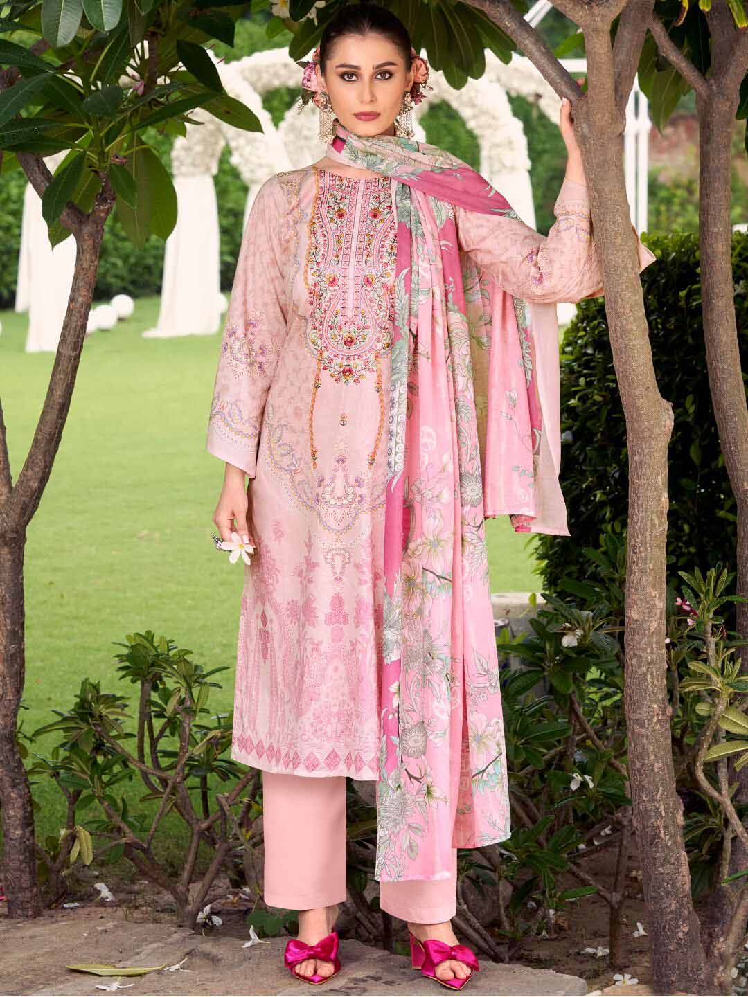 Pure Cotton Pakistani Print Unstitched Suit Dress Material for Women