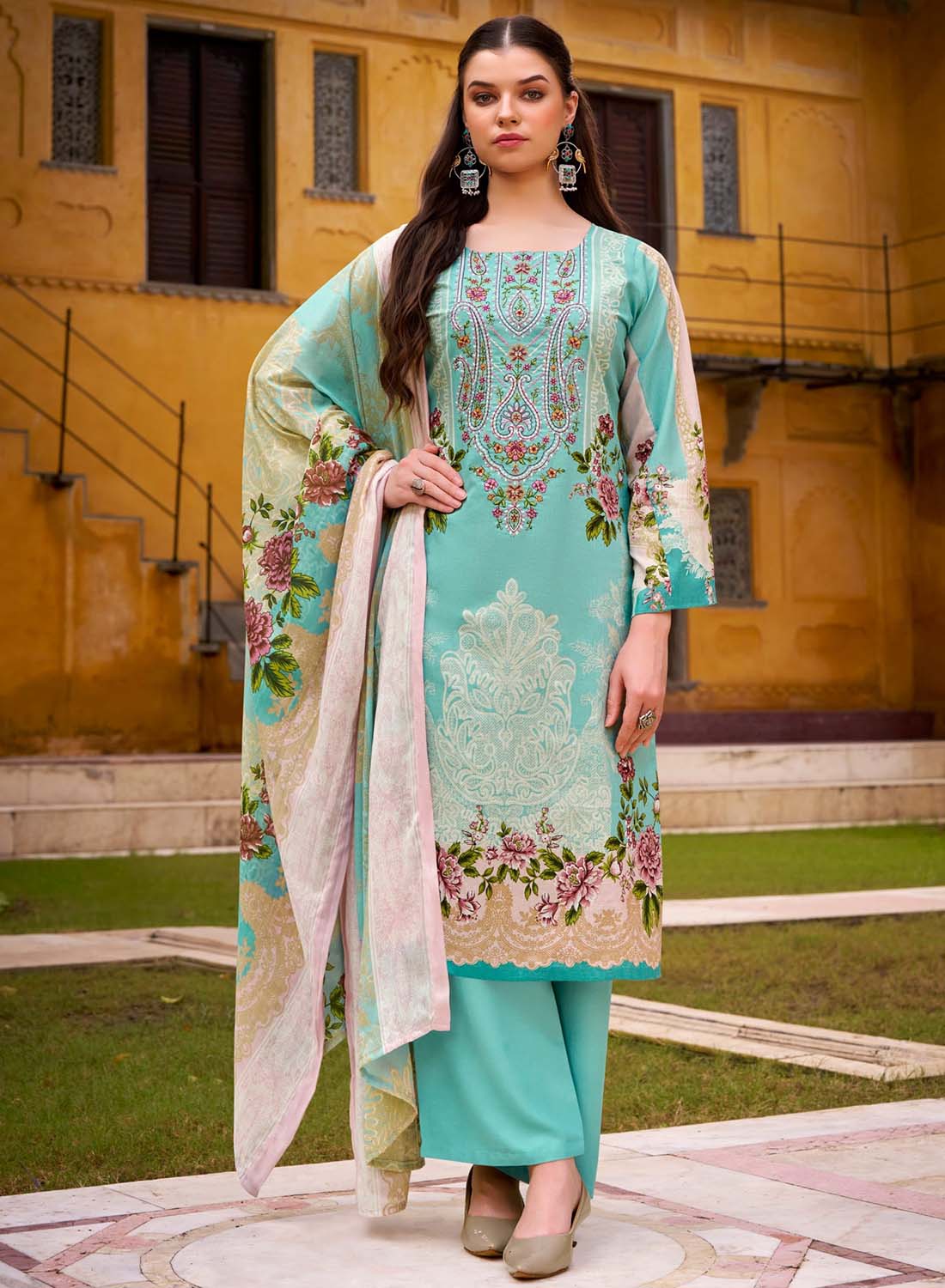 Pure Cotton Pakistani Print Unstitched Salwar Suit Dress Material