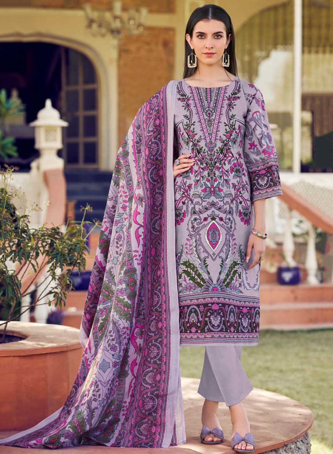 Pakistani Print Unstitched Pure Cotton Salwar Suit Dress Material