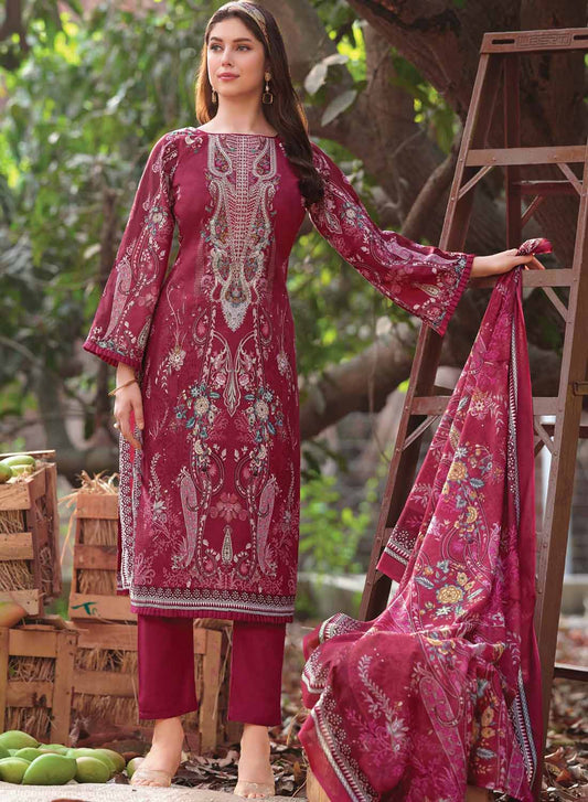 Pure Cotton Pakistani Print Unstitched Suit Material with Embroidery