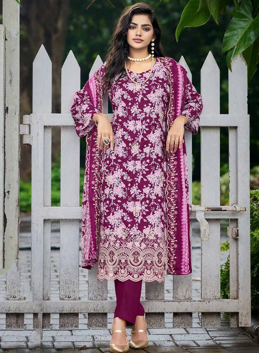 Pakistani Cotton Suit Material for Women Unstitched with Embroidery