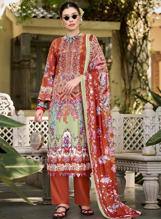 Pakistani Pure Cotton Unstitched Suit Set Material with Embroidery