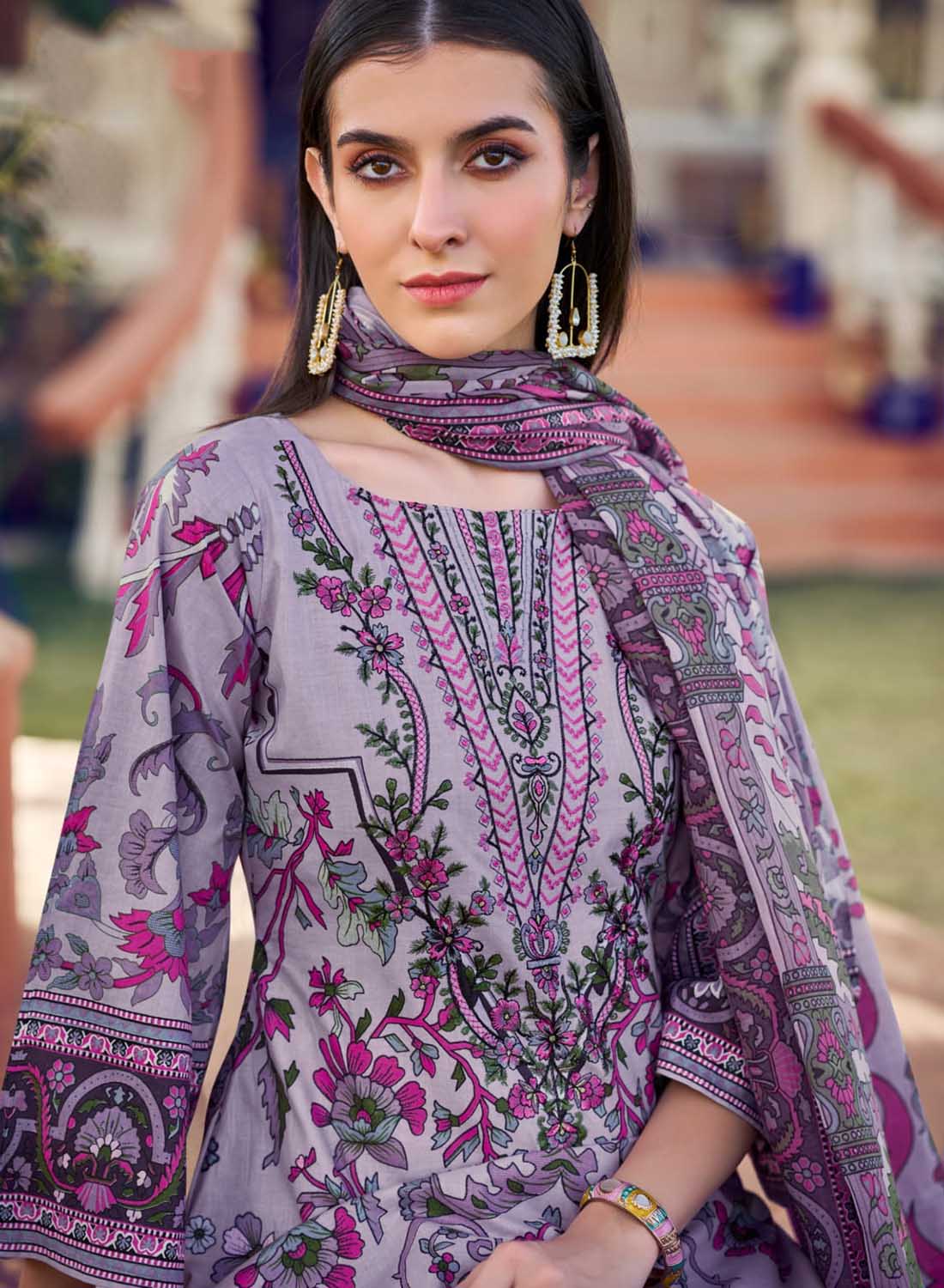 Pakistani Print Unstitched Pure Cotton Salwar Suit Dress Material