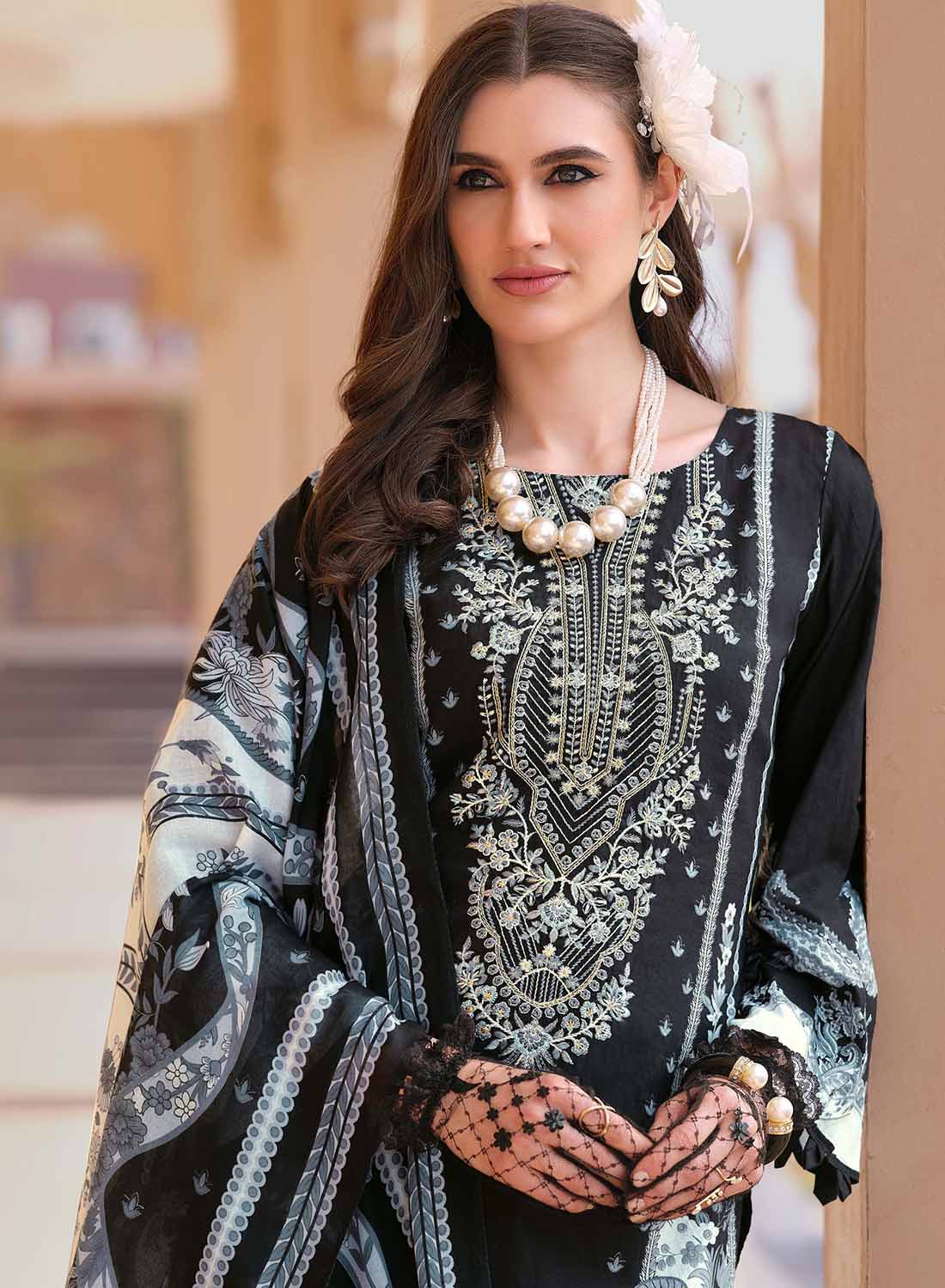 Pakistani Print Unstitched Pure Cotton Salwar Suit Dress Material with Dupatta