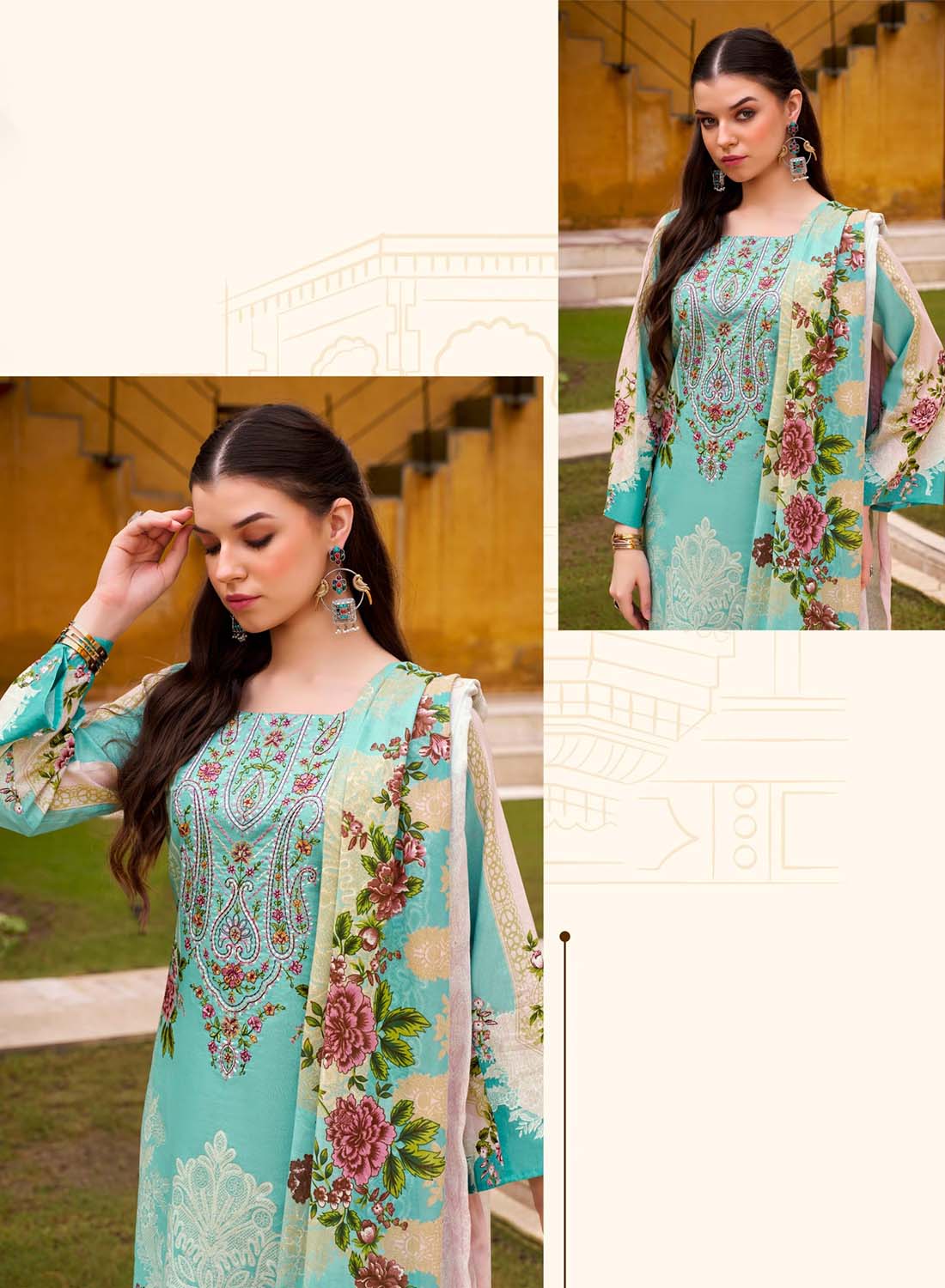 Pure Cotton Pakistani Print Unstitched Salwar Suit Dress Material
