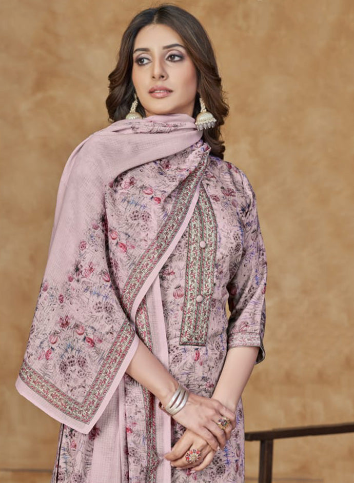 Women's Unstitched Cotton Satin Salwar Suit Material with Dupatta
