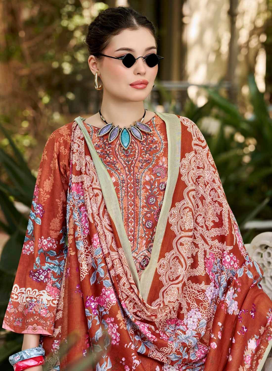 Pakistani Pure Cotton Unstitched Suit Set Material with Embroidery