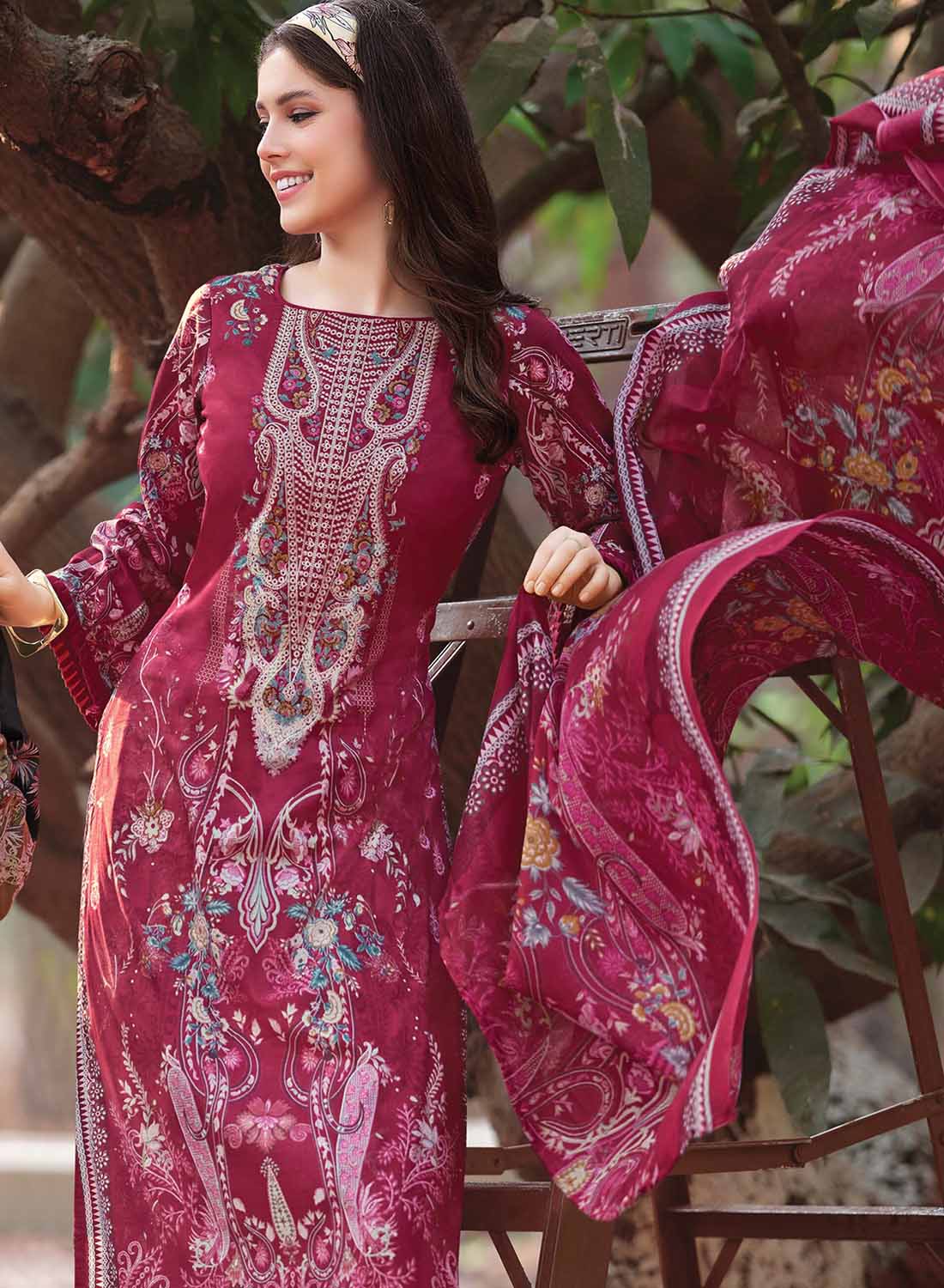 Pure Cotton Pakistani Print Unstitched Suit Material with Embroidery