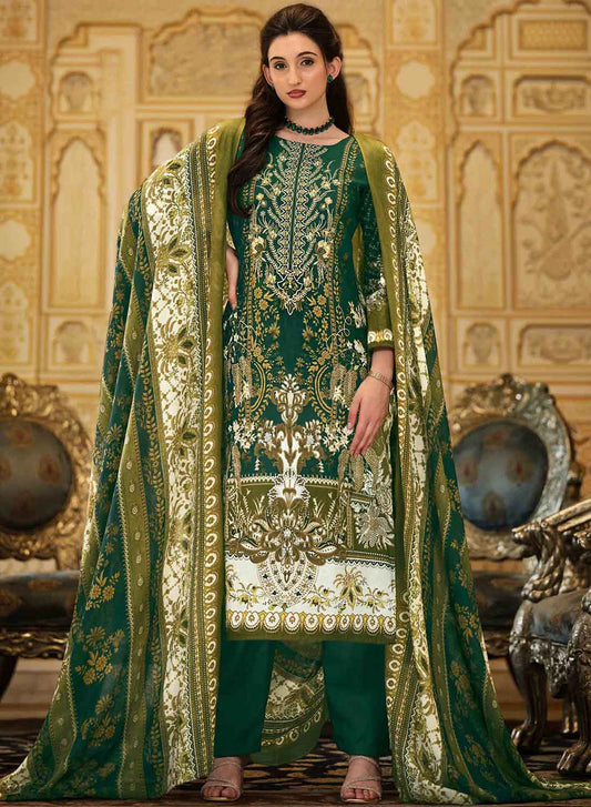 Pakistani Print Unstitched Pure Cotton Suit Dress Material for Women