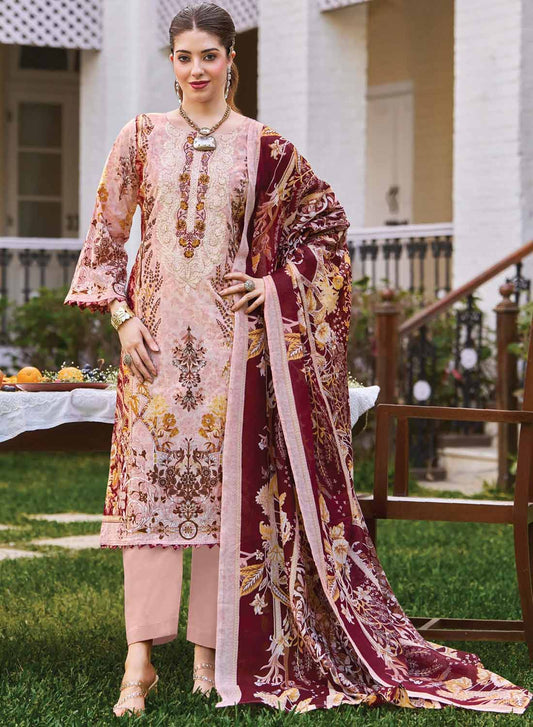 Pakistani Print Pure Cotton Unstitched Suit Set Material with Embroidery