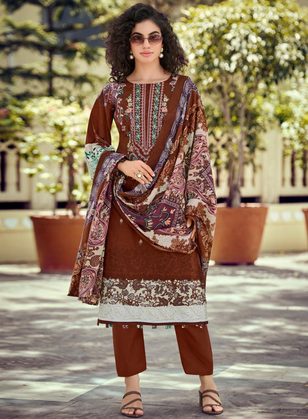 Latest Pure Cotton Pakistani Print Unstitched Suit Material with Embroidery