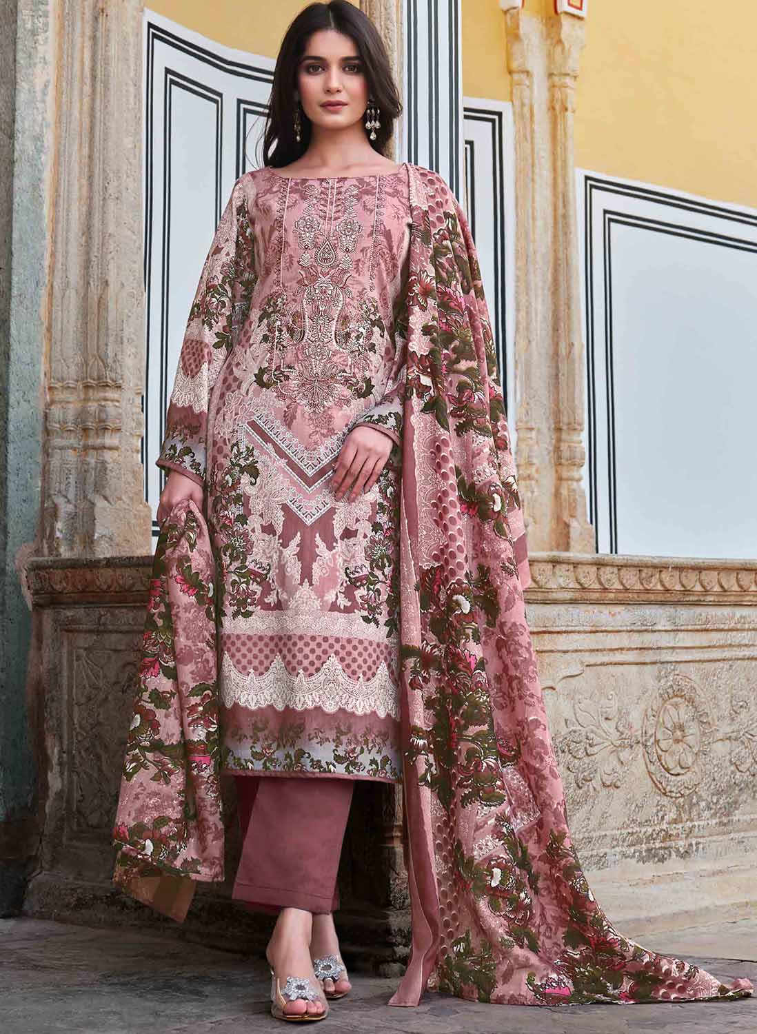 Belliza Pakistani Print Unstitched Women Cotton Suit Material