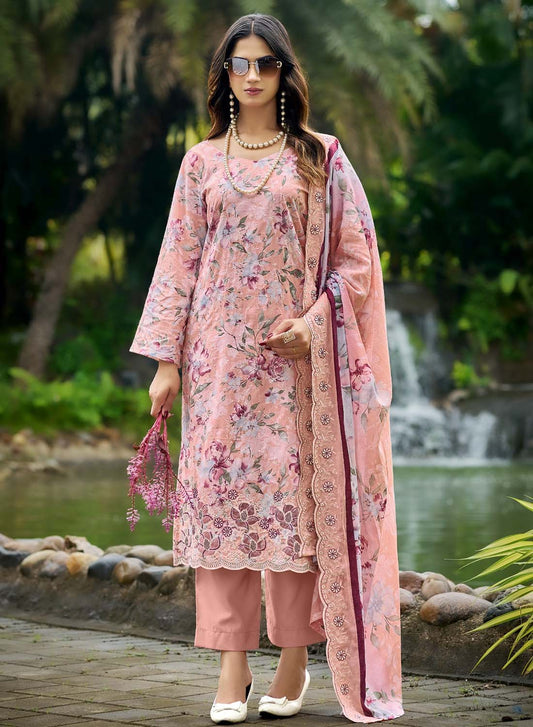 Pakistani Cotton Suit Material for Women Unstitched with Embroidery