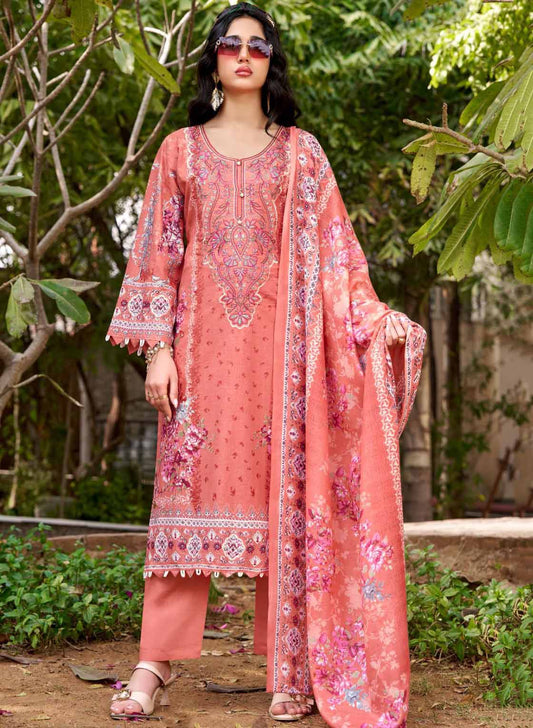 Pakistani Print Pure Cotton Unstitched Suit Dress Material with Embroidery