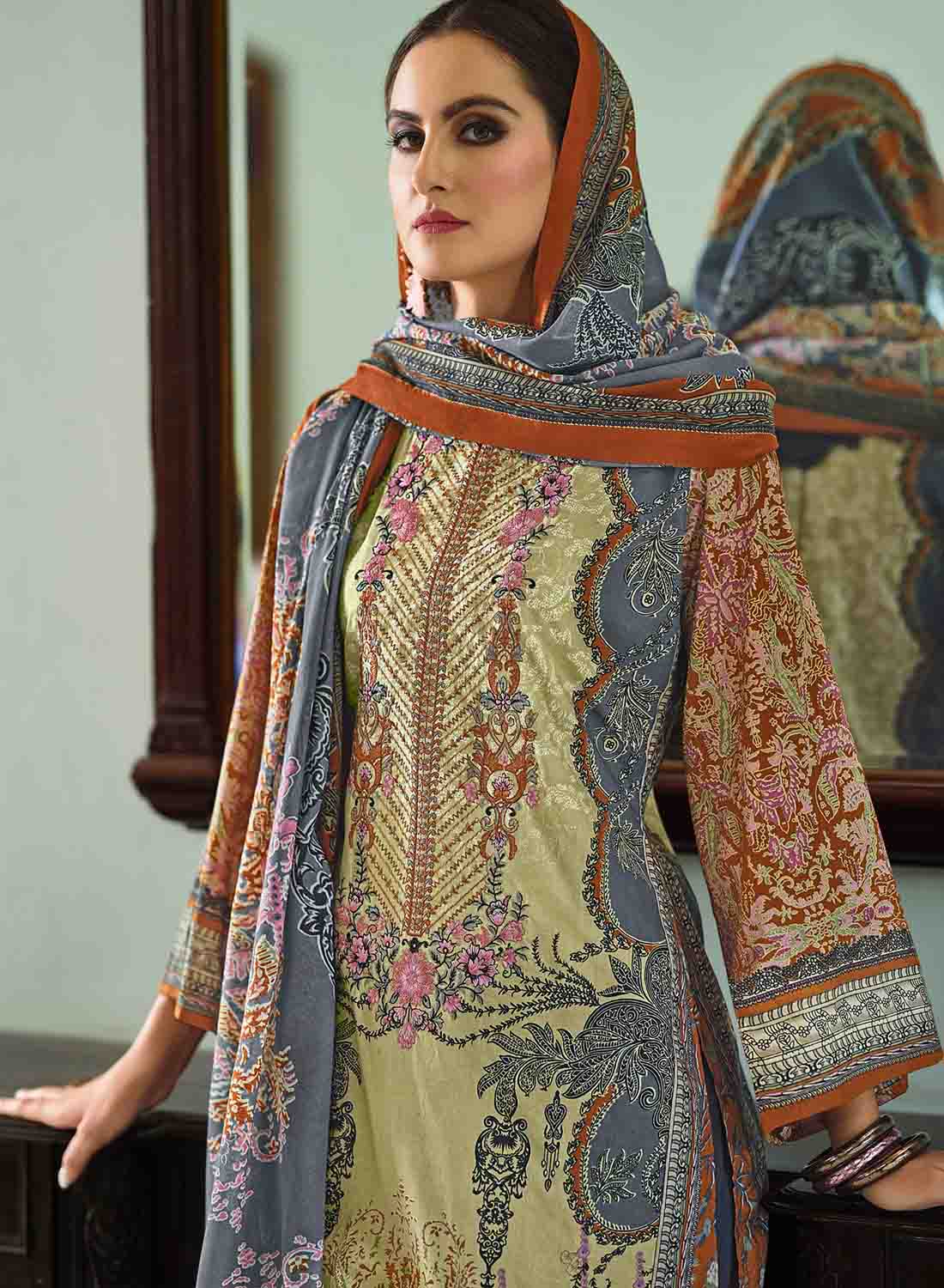 Pure Cotton Pakistani Print Unstitched Suit Set with Dupatta