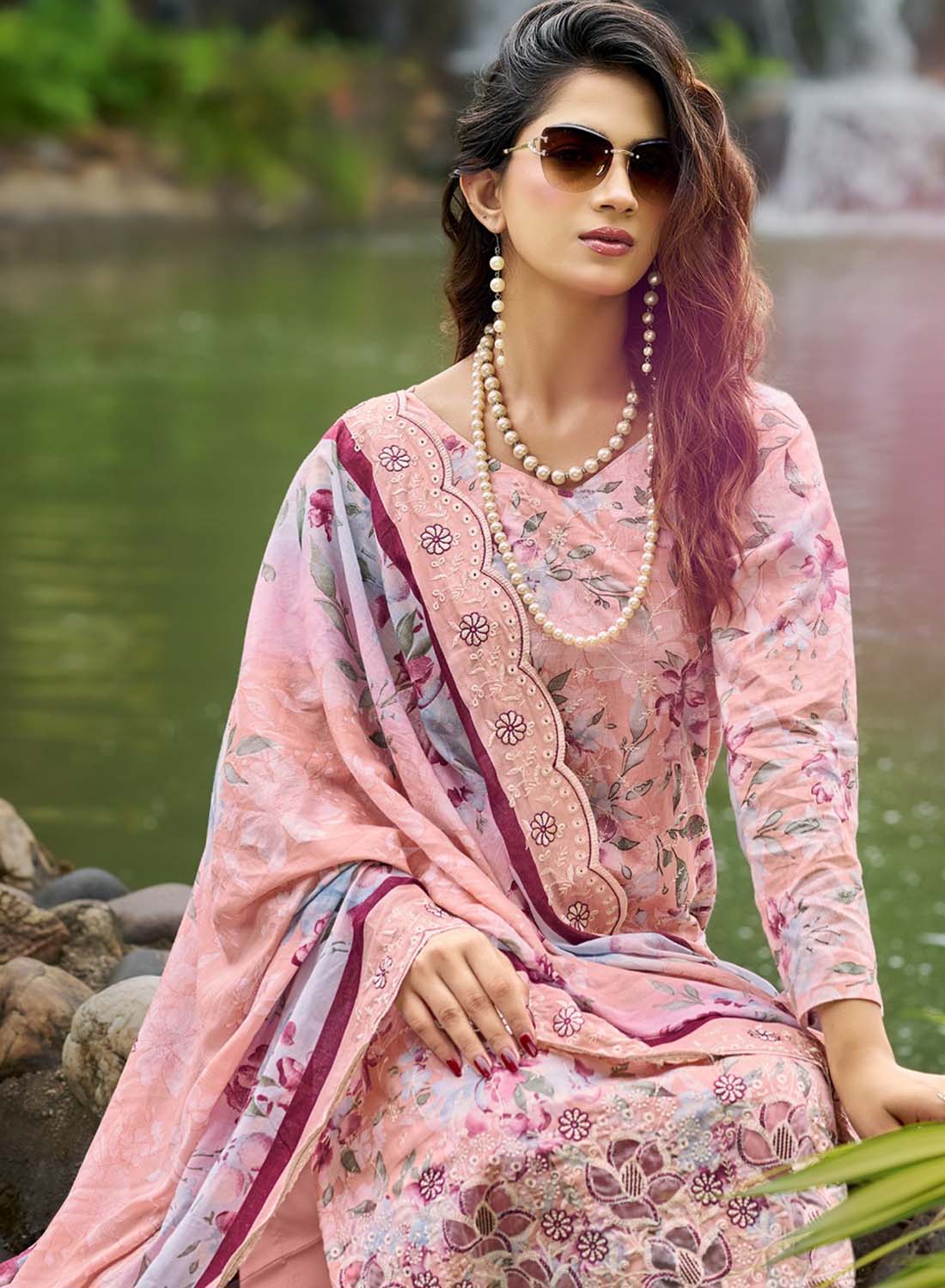Pakistani Cotton Suit Material for Women Unstitched with Embroidery