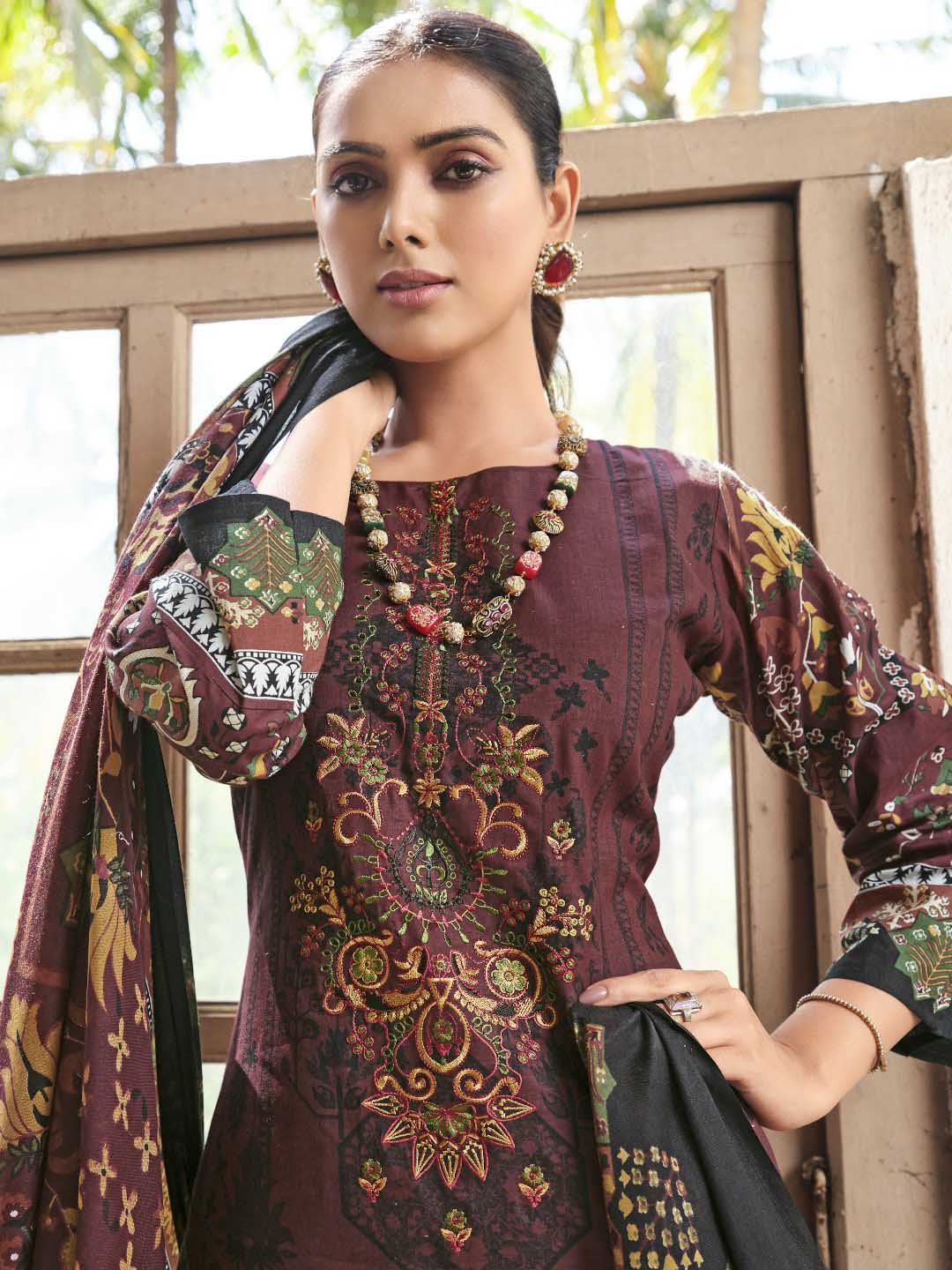 Belliza Pakistani Print Unstitched Women Cotton Suit Material Belliza