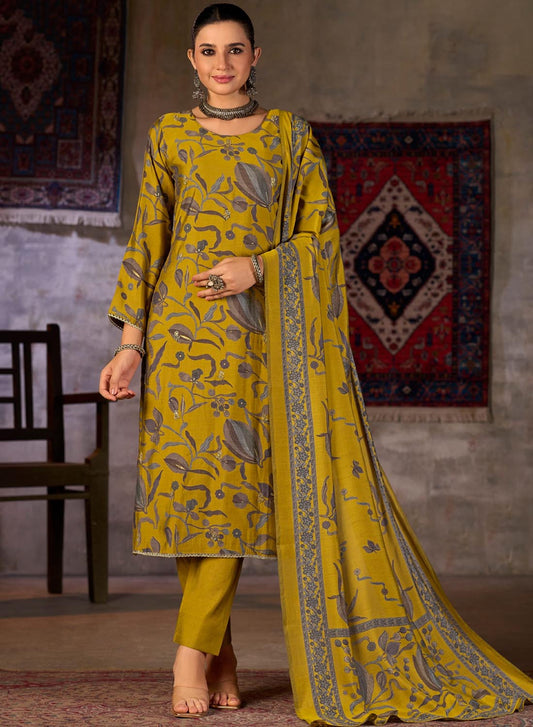 Party Wear Fancy Pure Muslin Silk Unstitched Suit Material for Women