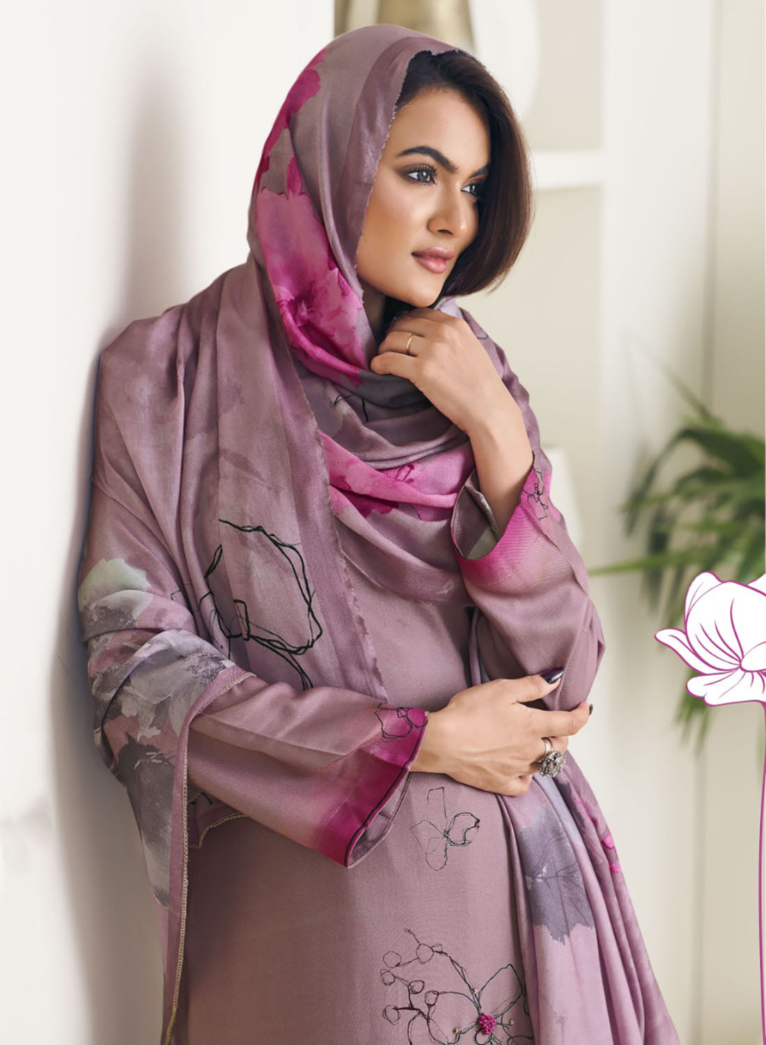 Purple Unstitched Cotton Salwar Suit Dress Material for Women
