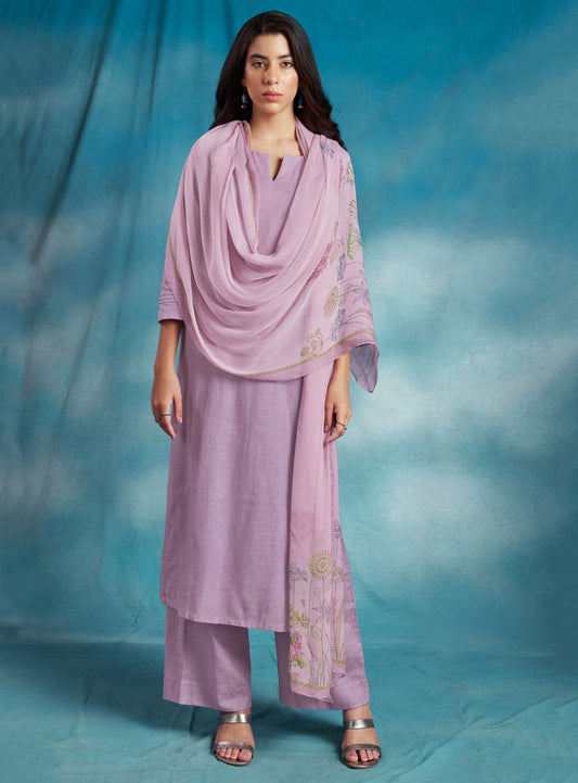 Ganga Pure Cotton Linen Unstitched Suit Material for Women