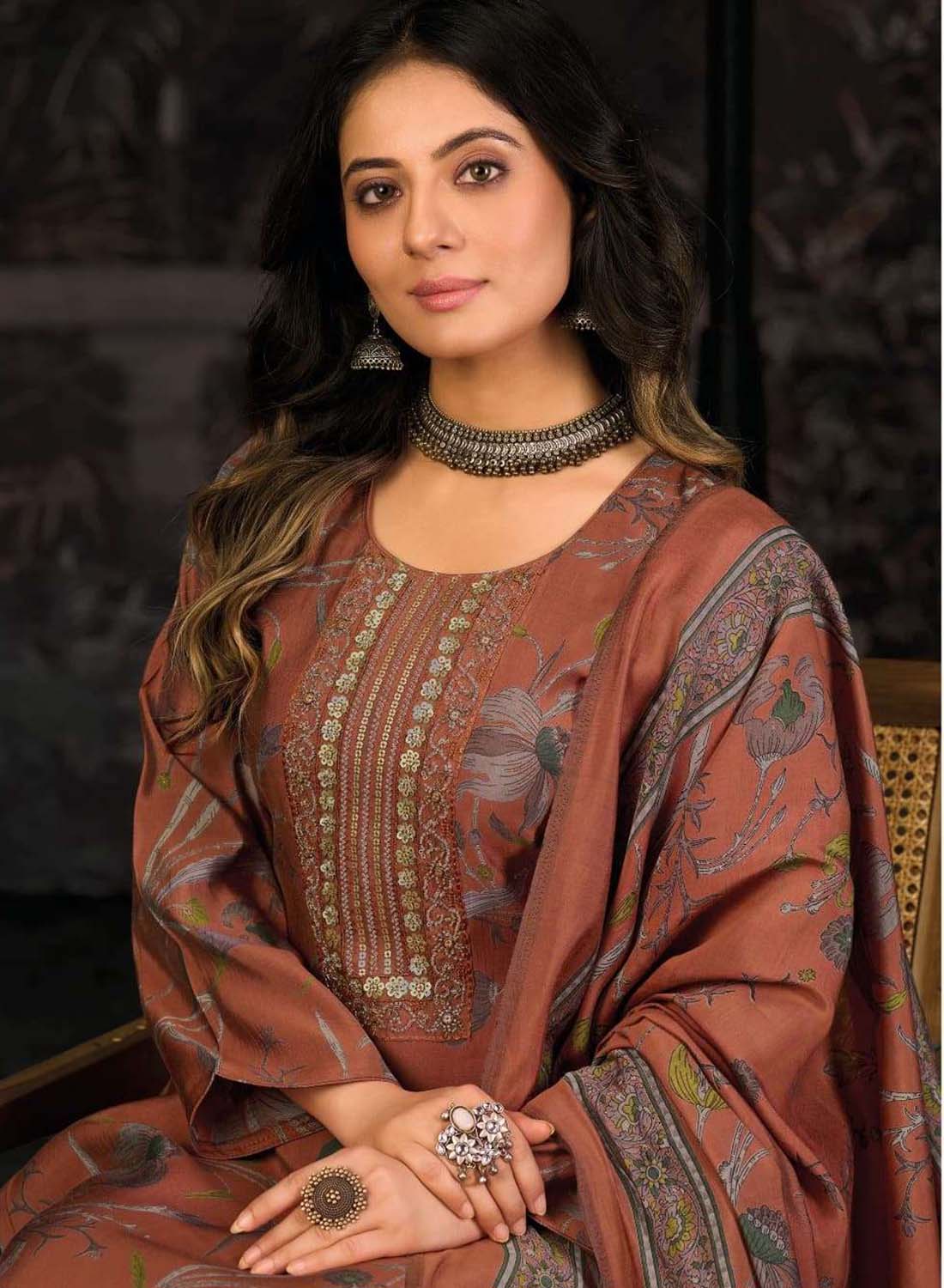 Fancy Party Wear Pure Muslin Unstitched Suit Material for Women