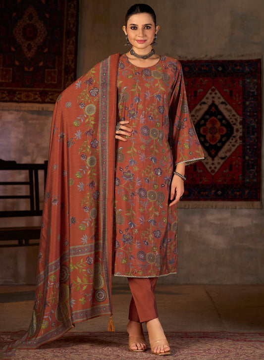 Fancy Party Wear Muslin Silk Unstitched Salwar Suit Material for Women