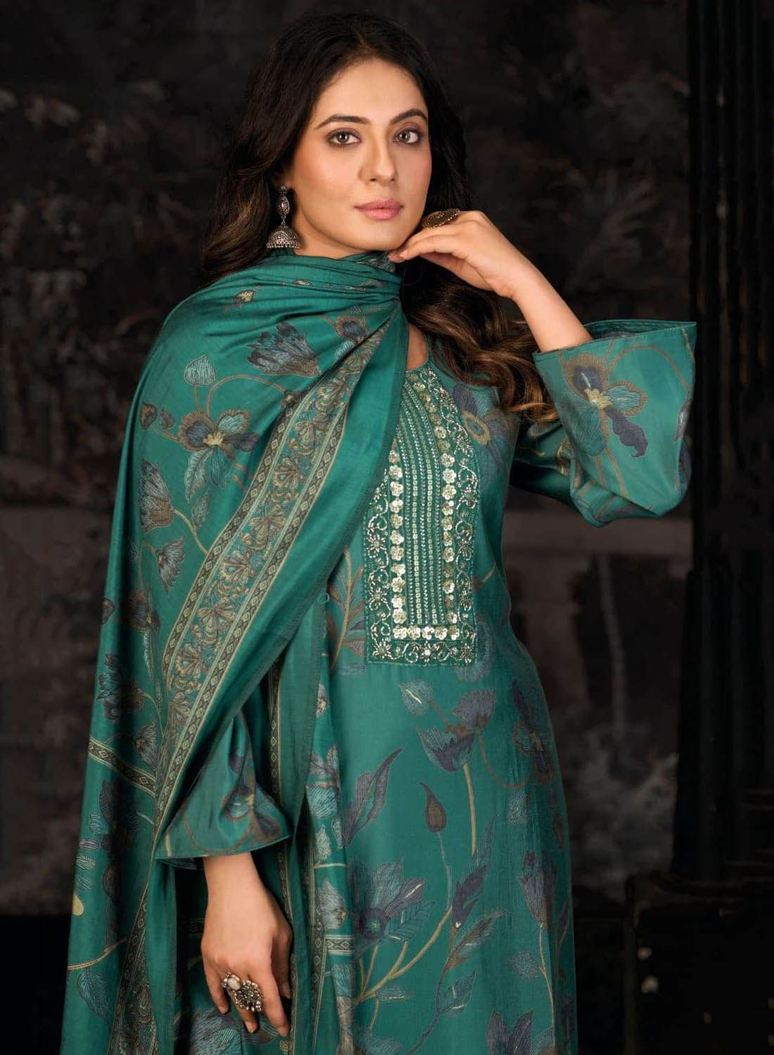 Party Wear Fancy Pure Muslin Unstitched Suit Material for Women