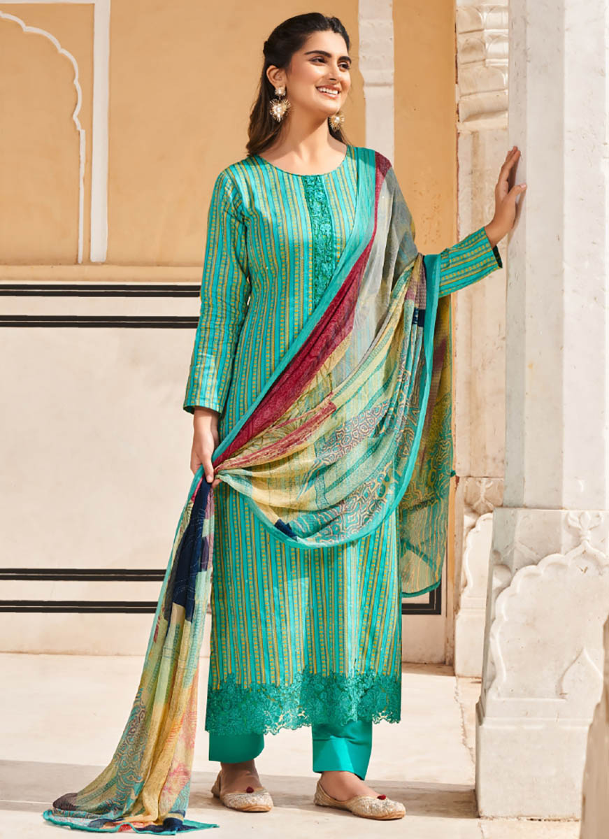 Unstitched Cotton Satin Salwar Suit Dress Material Fabric for Women Rupali