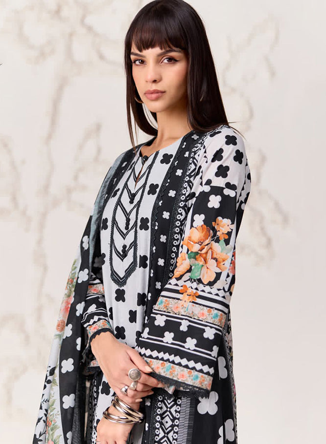Party Wear Pure Cotton Black Unstitched Suit Material for Women