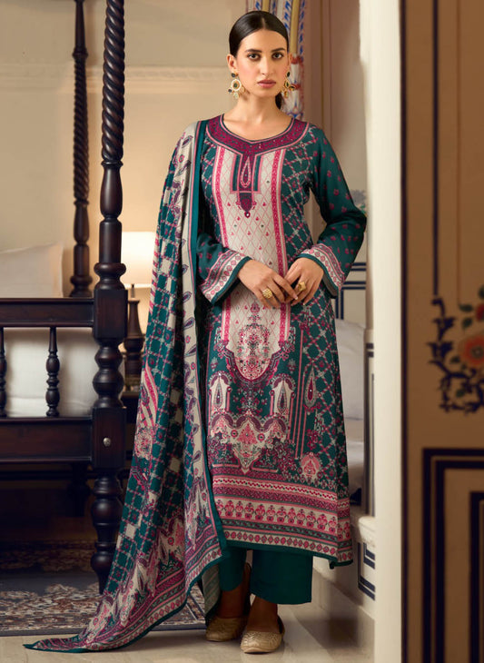 Viscose Pashmina Unstitched Winter Salwar Suit Set Material for Women