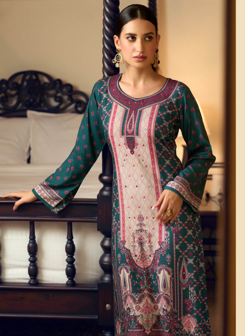 Viscose Pashmina Unstitched Winter Salwar Suit Set Material for Women