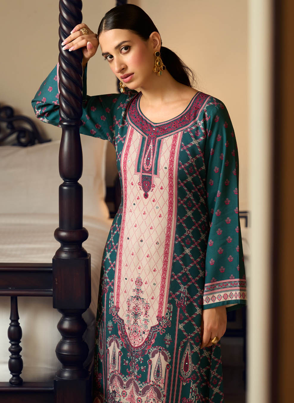 Viscose Pashmina Unstitched Winter Salwar Suit Set Material for Women