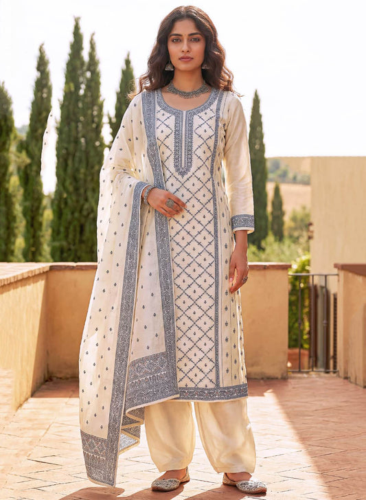 Women’s Pure Cotton Unstitched Suit Dress Material White